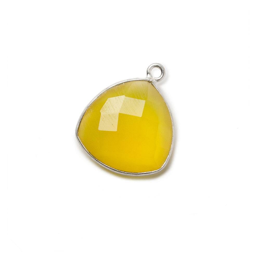 16mm Silver .925 Honey Yellow Chalcedony faceted triangle Pendant 1 piece - The Bead Traders