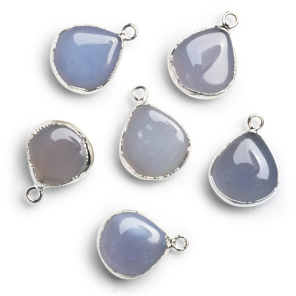 16mm Silver Leafed Natural Chalcedony Heart Pendant 1 Bead - The Bead Traders