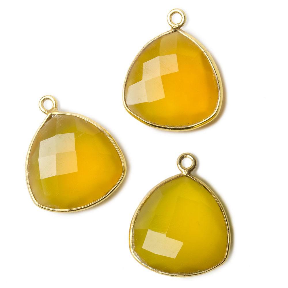 16mm Vermeil Butterscotch Yellow Chalcedony faceted triangle Pendant 1 piece - The Bead Traders