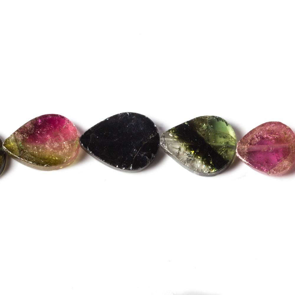 16x11-10x9mm Multi Color Tourmaline Plain Pear Beads 12 inch 19 pcs - The Bead Traders