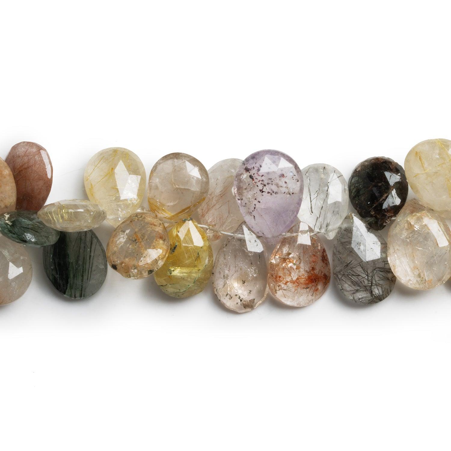16x11mm Multicolor Rutilated Quartz Faceted Pears 10 inch 53 beads - The Bead Traders