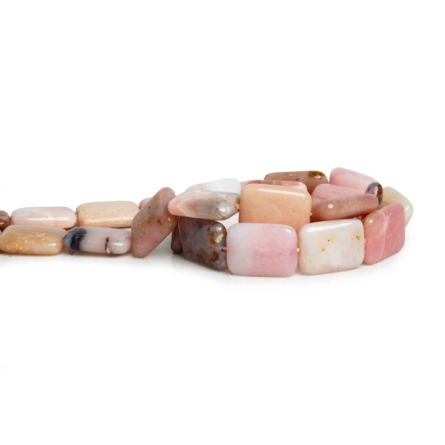 16x12mm Pink Peruvian Opal Plain Rectangles 15 inch 24 beads - The Bead Traders