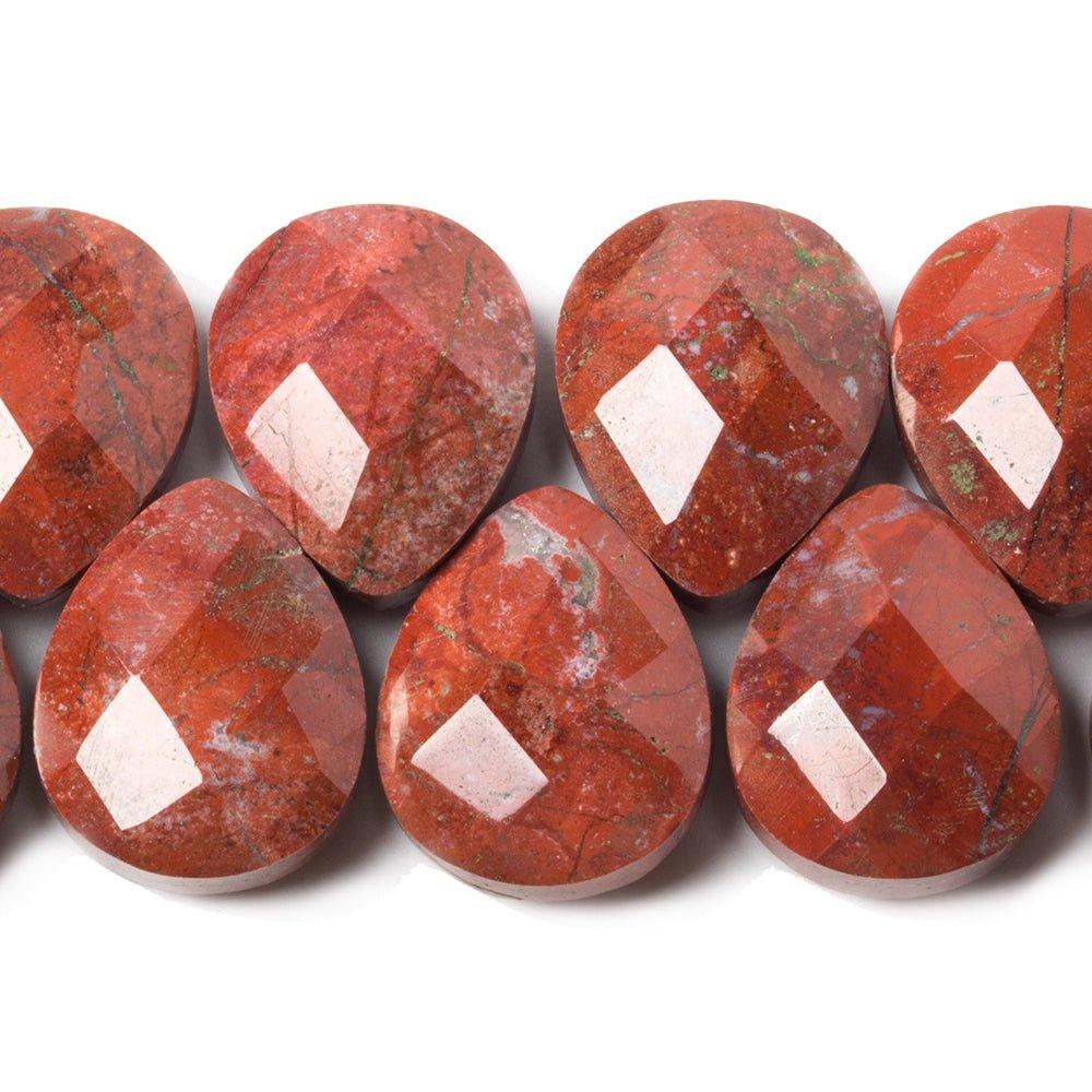 16x13x7.5mm Red Jasper calibrated faceted pears 8 inch 33 beads - The Bead Traders