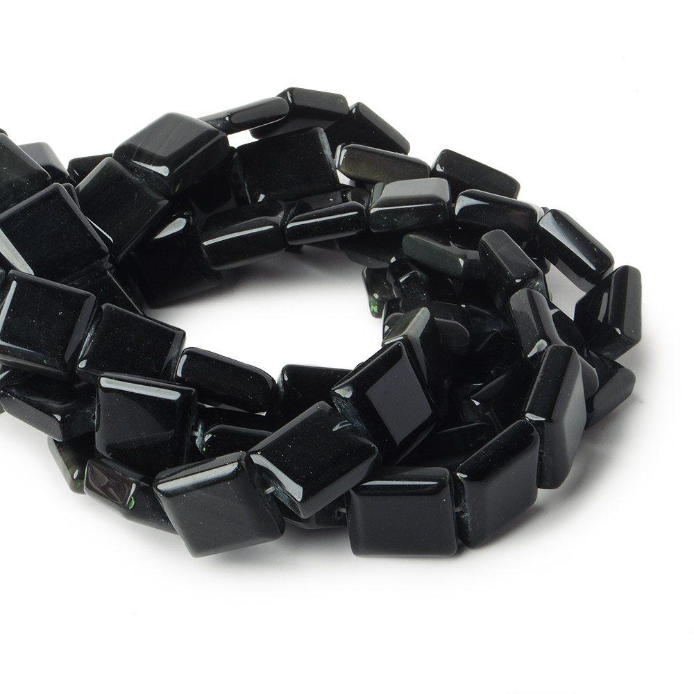 16x16mm Rainbow Obsidian straight drilled plain square beads 16 inch 27 pieces - The Bead Traders