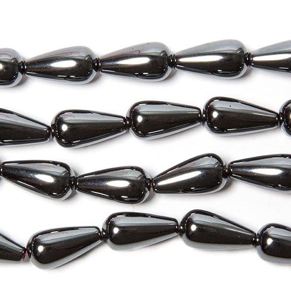 16x8mm Hematite straight drilled plain teardrops 16.5 inch 26 Beads 1mm ID - The Bead Traders