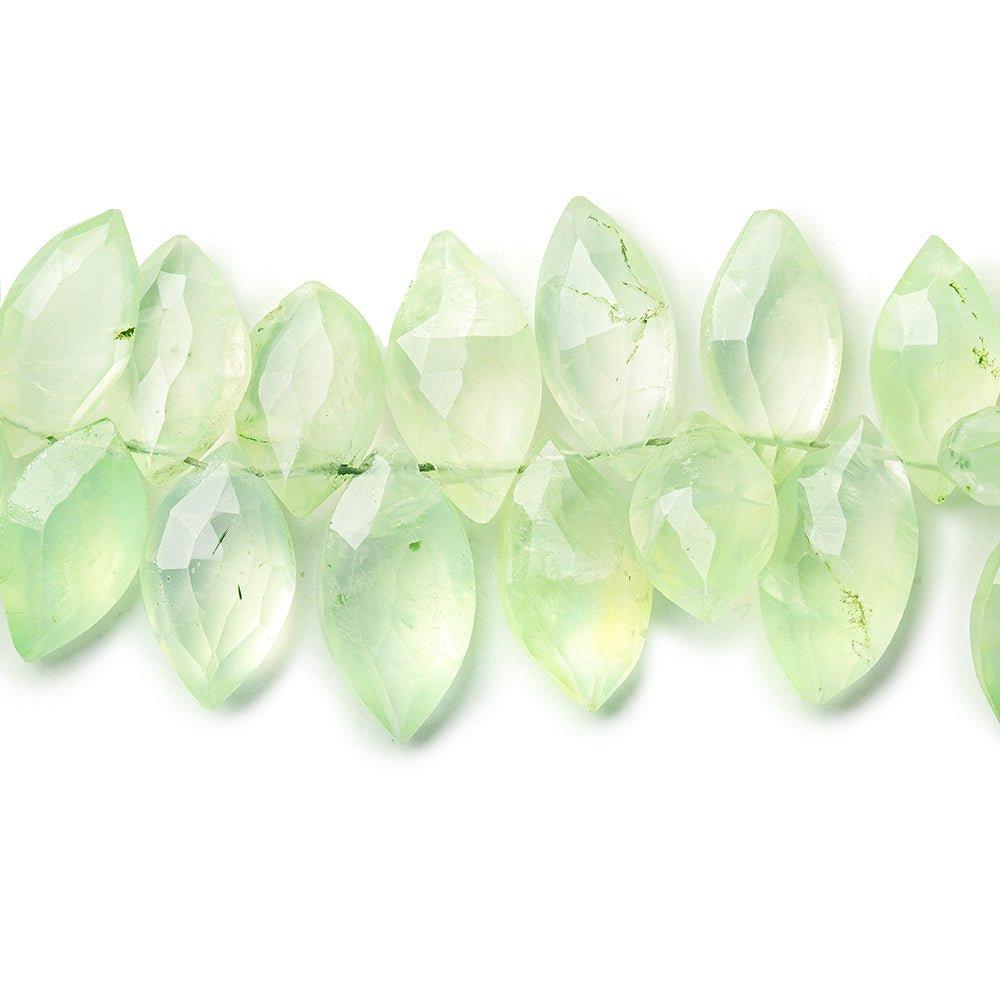 17mm Prehnite Beads Faceted 11-17mm Top Drilled Marquise - The Bead Traders