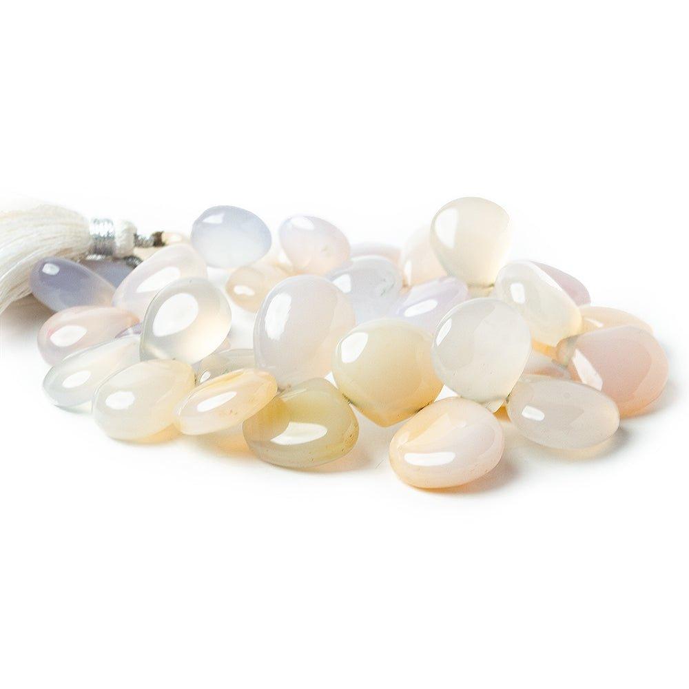 17mm Silver Rose Chalcedony Plain Pear and Heart Beads 8 inch 34 beads - The Bead Traders