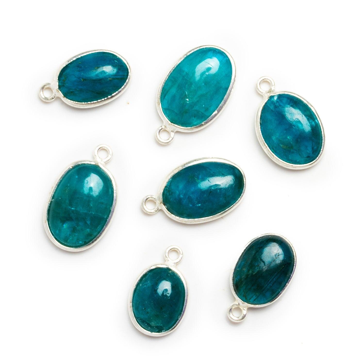 17x10mm Silver Bezeled Apatite Oval Pendant 1 Bead - The Bead Traders