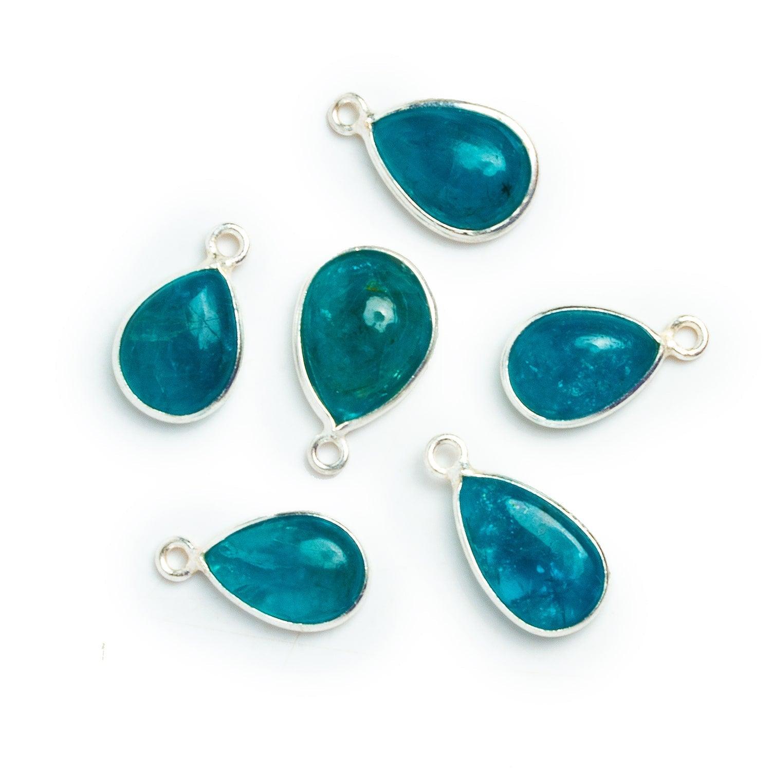 17x10mm Silver Bezeled Apatite Pear Pendant 1 Bead - The Bead Traders