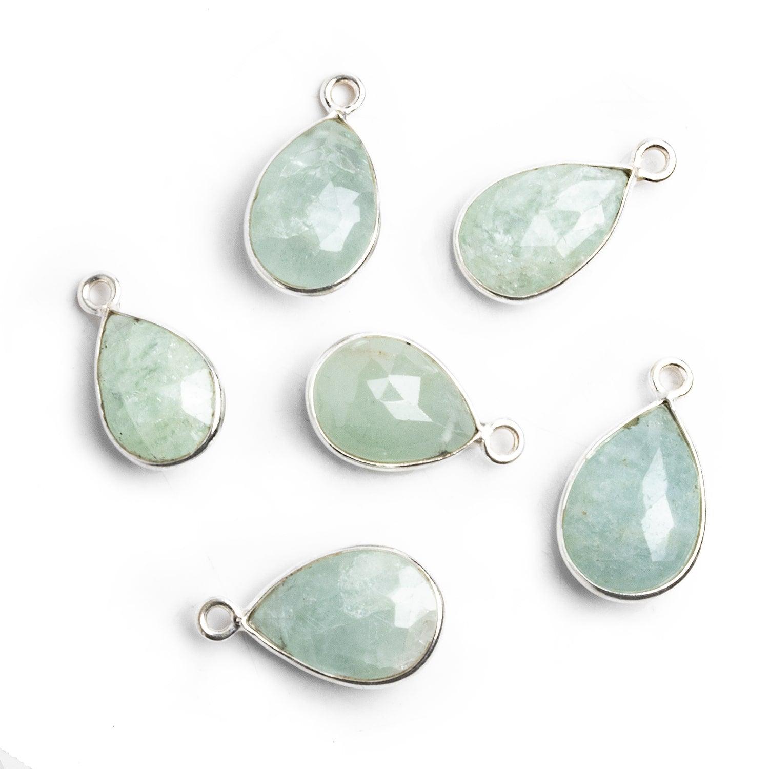 17x10mm Silver Bezeled Aquamarine Pear Pendant 1 Piece - The Bead Traders