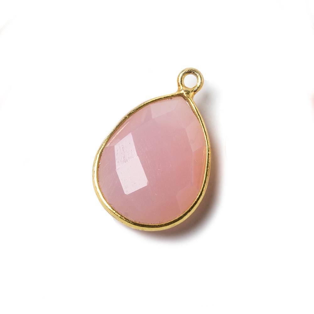 17x13mm Petal Pink Chalcedony Pear Vermeil Bezel Pendant 1 ring charm, 1 piece - The Bead Traders