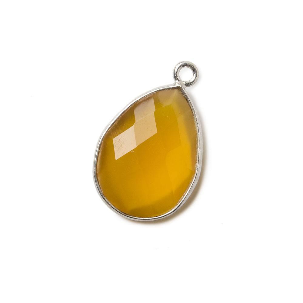 17x13mm Silver .925 Butterscotch Yellow Chalcedony faceted pear Pendant 1 piece - The Bead Traders