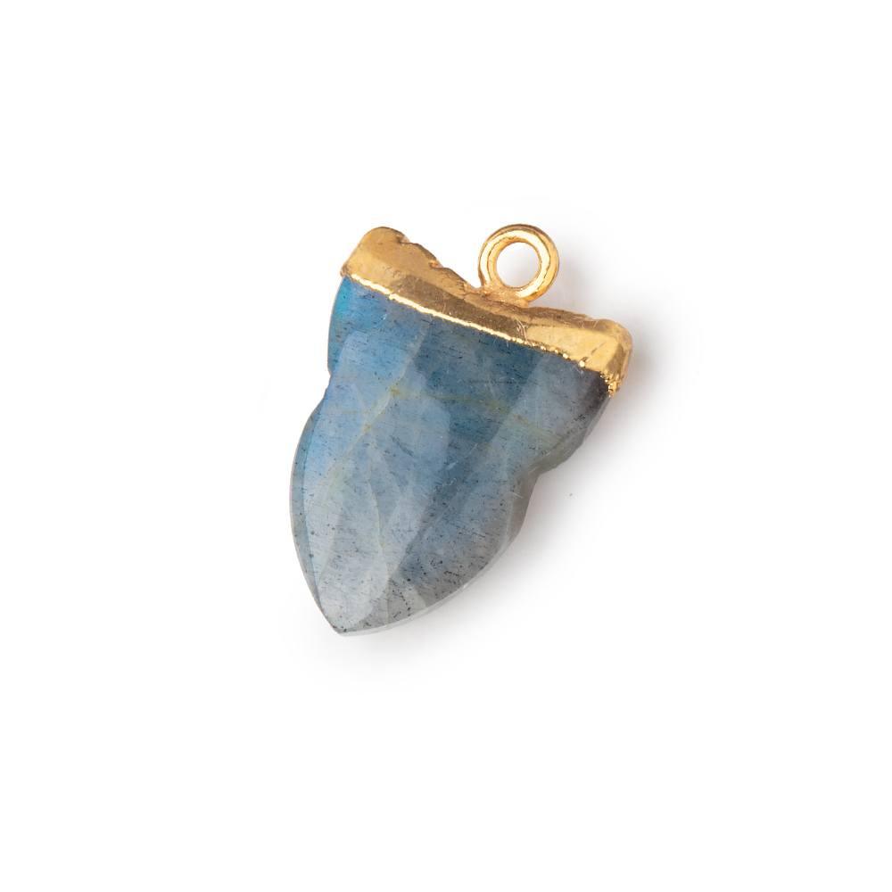17x14mm Gold Leafed Labradorite Shark Tooth Pendant 1 piece - The Bead Traders