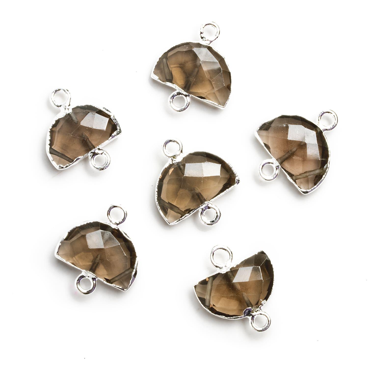 17x14mm Silver Leafed Smoky Quartz Half-Moon Connector 1 Bead - The Bead Traders