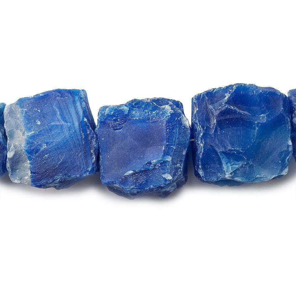 17x15-14x13mm Cobalt Blue Agate Beads Hammer Faceted Square 8 inch 13 pcs - The Bead Traders