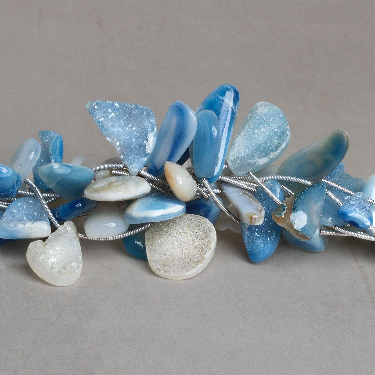 17x15mm Blue Drusy Nuggets 7 inch 7 beads - The Bead Traders