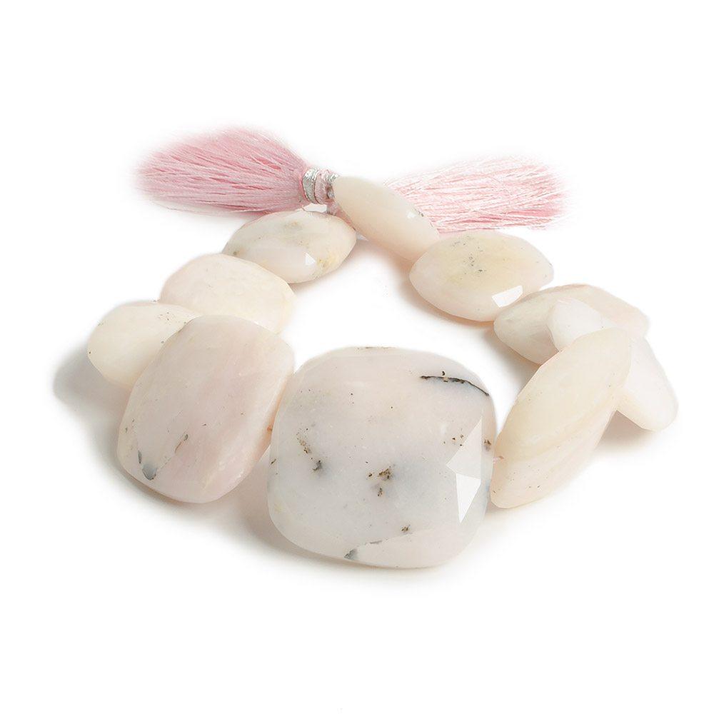 17x17-20x20mm Pink Peruvian Opal faceted Pillow Beads 8 inch 9 pieces - The Bead Traders