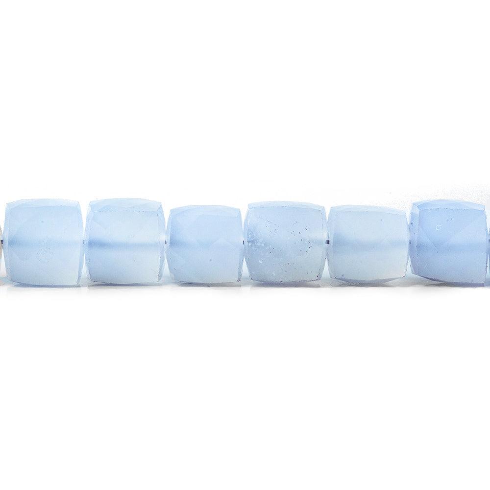 6-6.5mm Turkish Blue Chalcedony faceted cubes 8 inch 34 beads - The Bead Traders