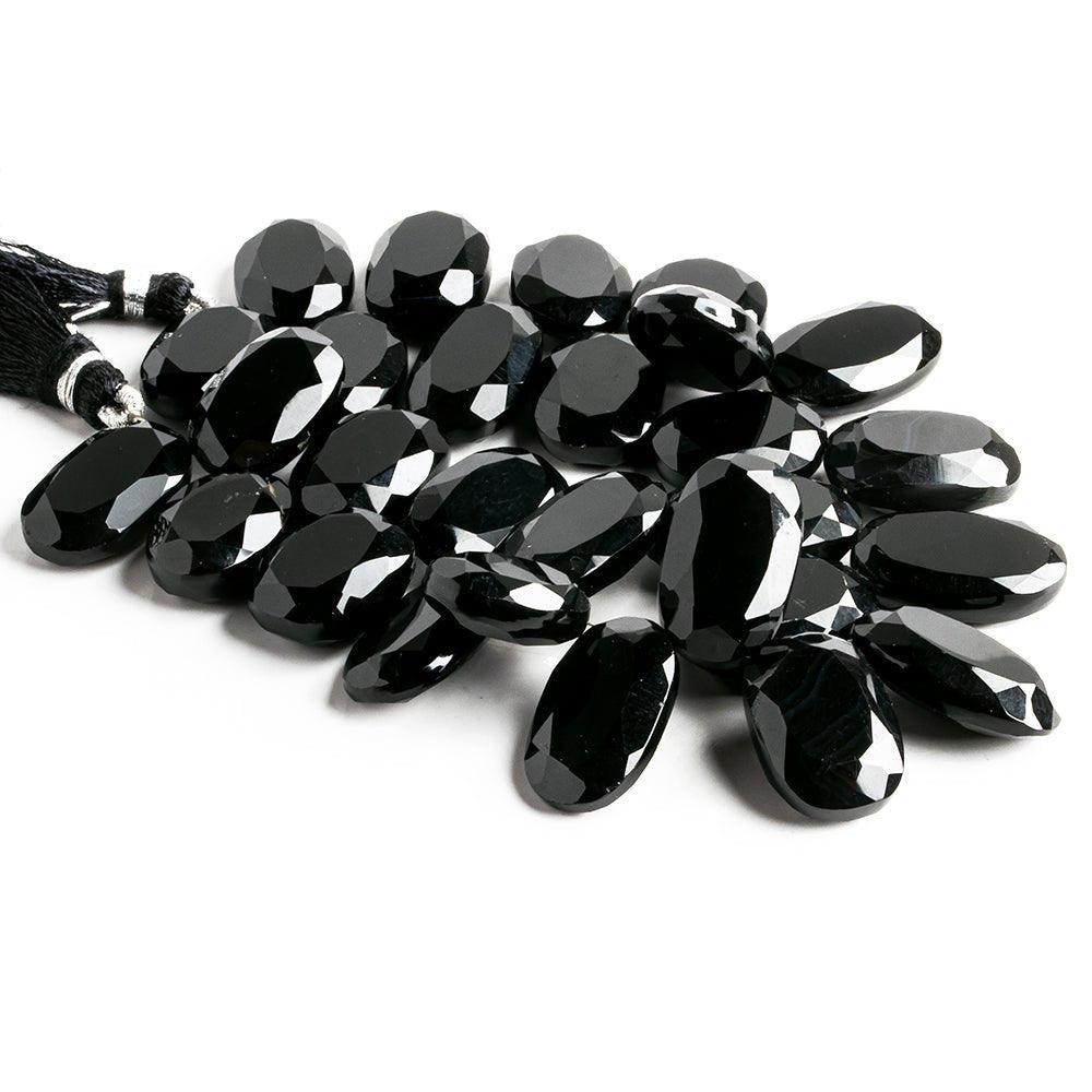 18mm Black Spinel Top Drilled Faceted Oval Beads 7.5 inch 28 pieces - The Bead Traders