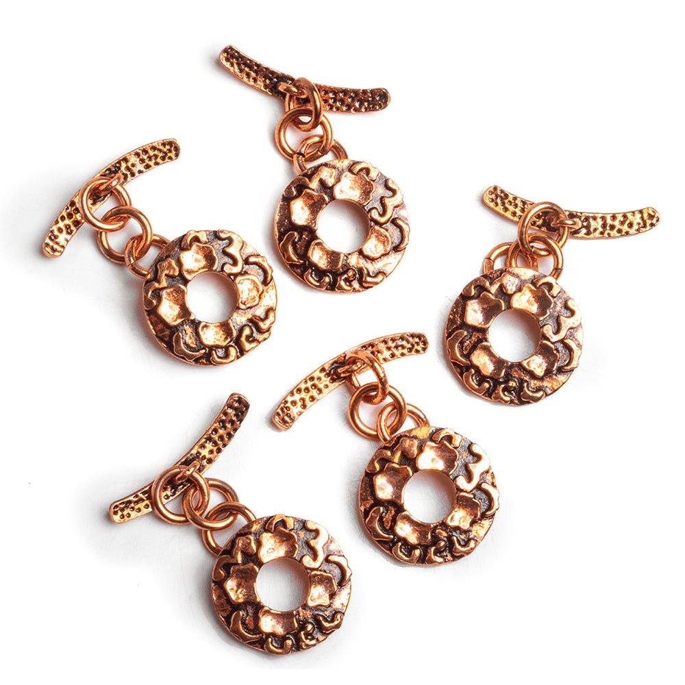 18mm Copper Floral Disc Toggle - The Bead Traders
