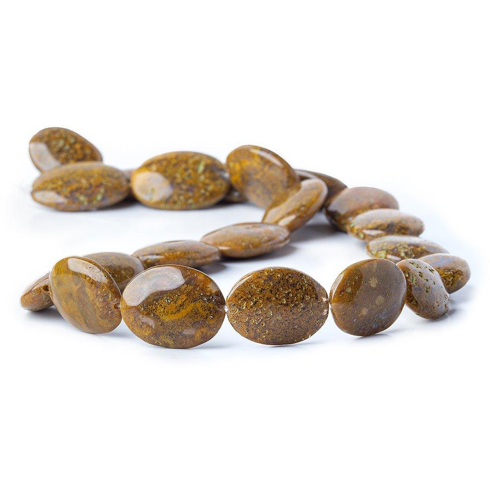 18mm Desert Khaki Agate Plain Oval Beads, 16 inch strand - The Bead Traders