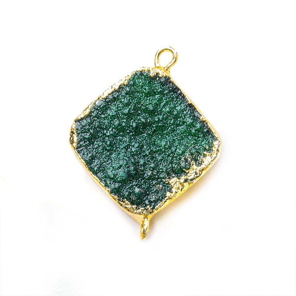 18mm Gold Leafed Green Drusy Square Corner Connector 1 bead - The Bead Traders