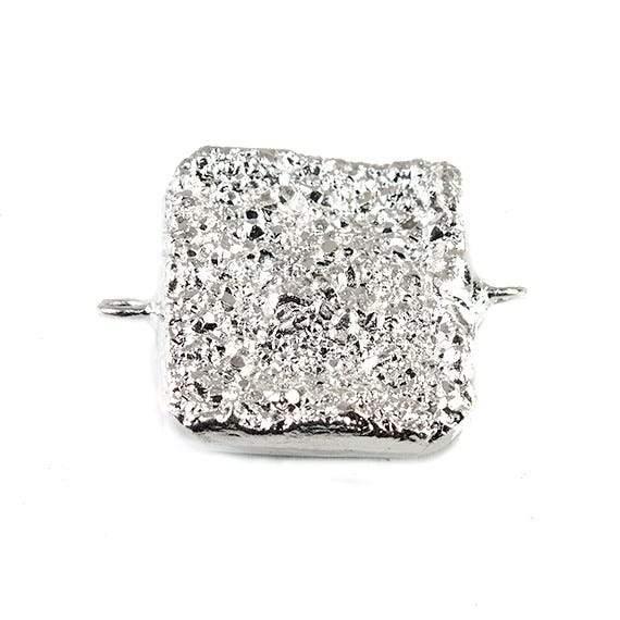 18mm Silver Leafed Drusy Square Connector Focal Bead - The Bead Traders