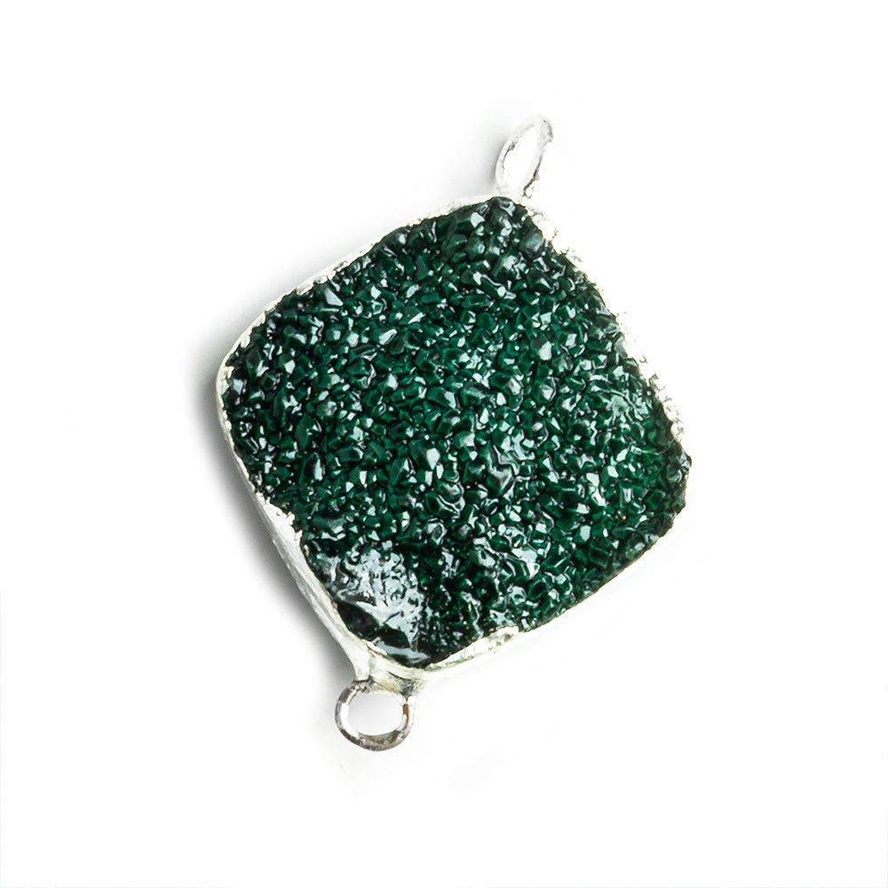 18mm Silver Leafed Green Drusy Square Corner Connector 1 bead - The Bead Traders