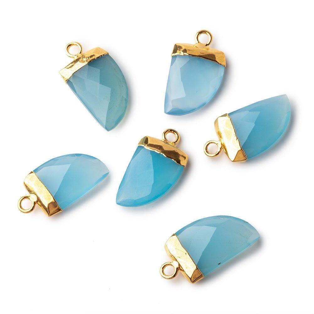 18x10mm Gold Leafed Santorini Blue Chalcedony Horn Pendant 1 bead - The Bead Traders