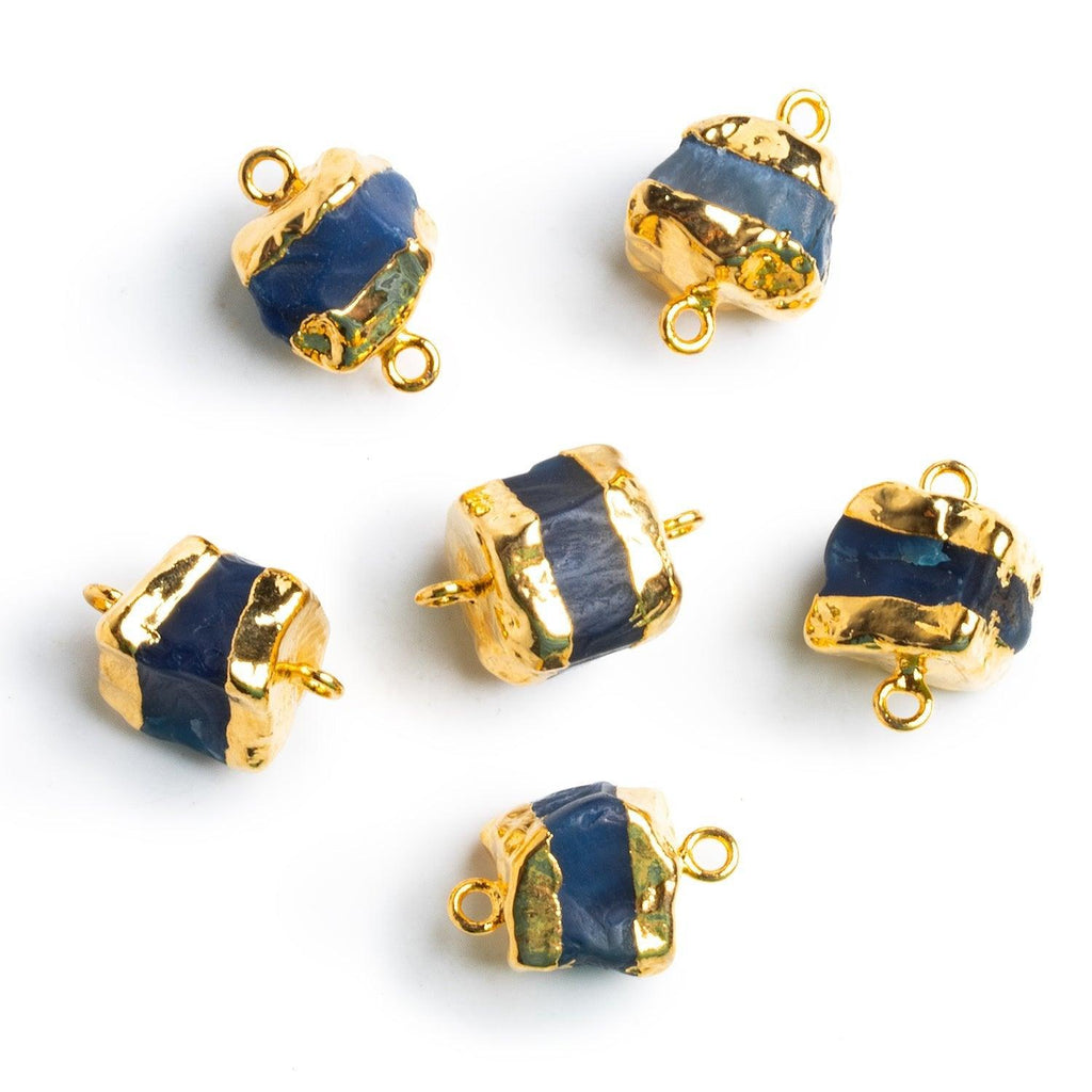 18x11mm Gold Leafed Blue Hammer Faceted Cube Connector - The Bead Traders