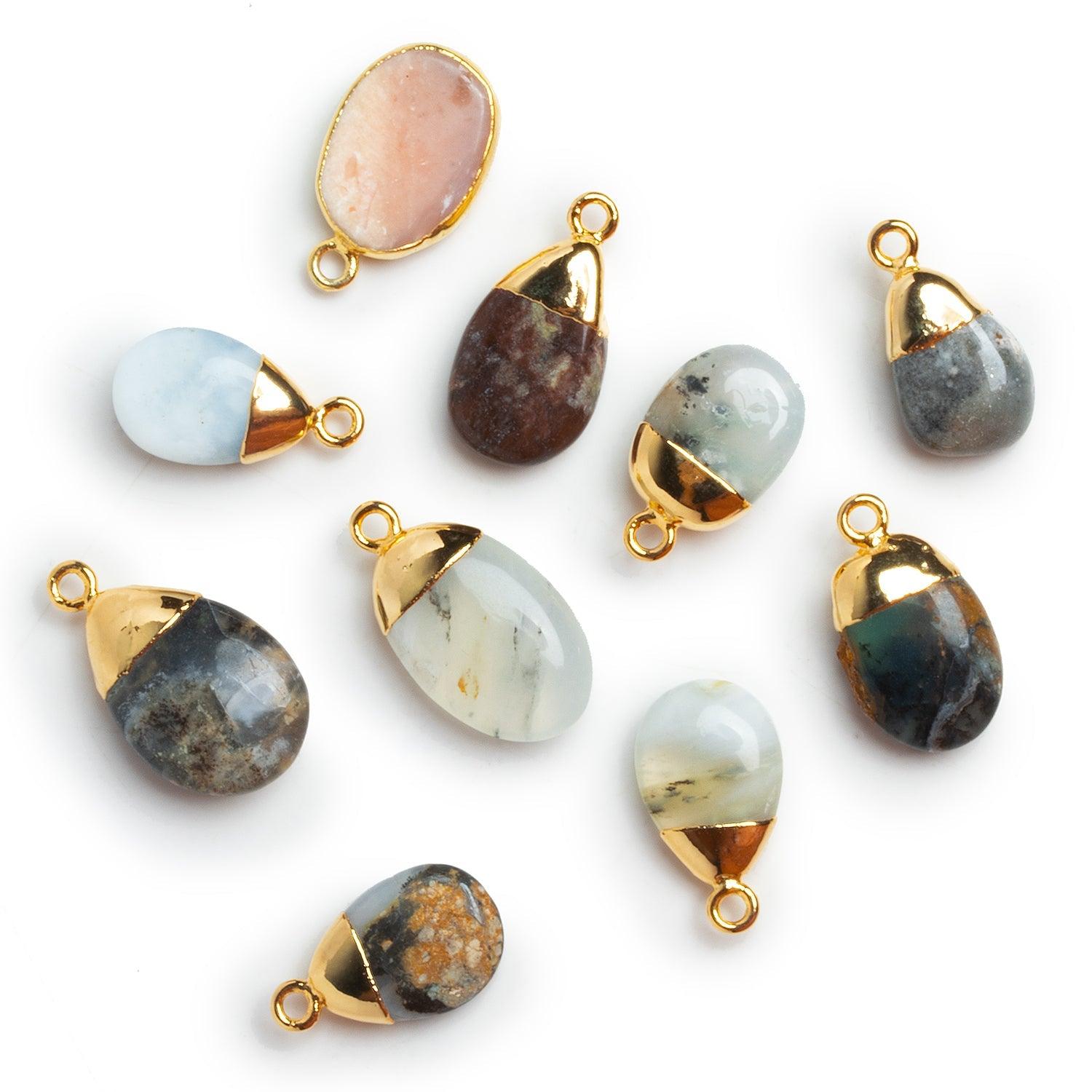 18x11mm Gold Leafed Opal Focals - Lot of 10 - The Bead Traders