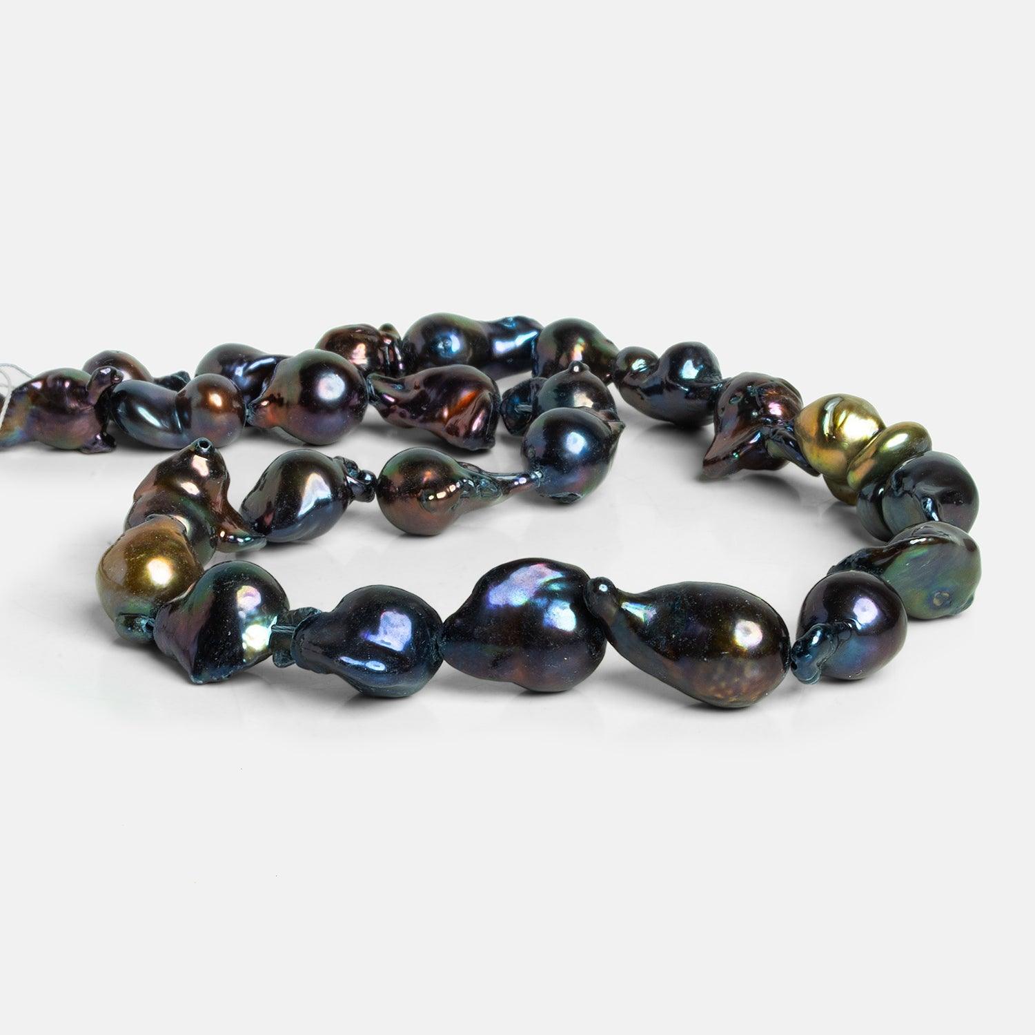 18x12mm Peacock Ultra Baroque Pearls 15 inch 20 beads - The Bead Traders