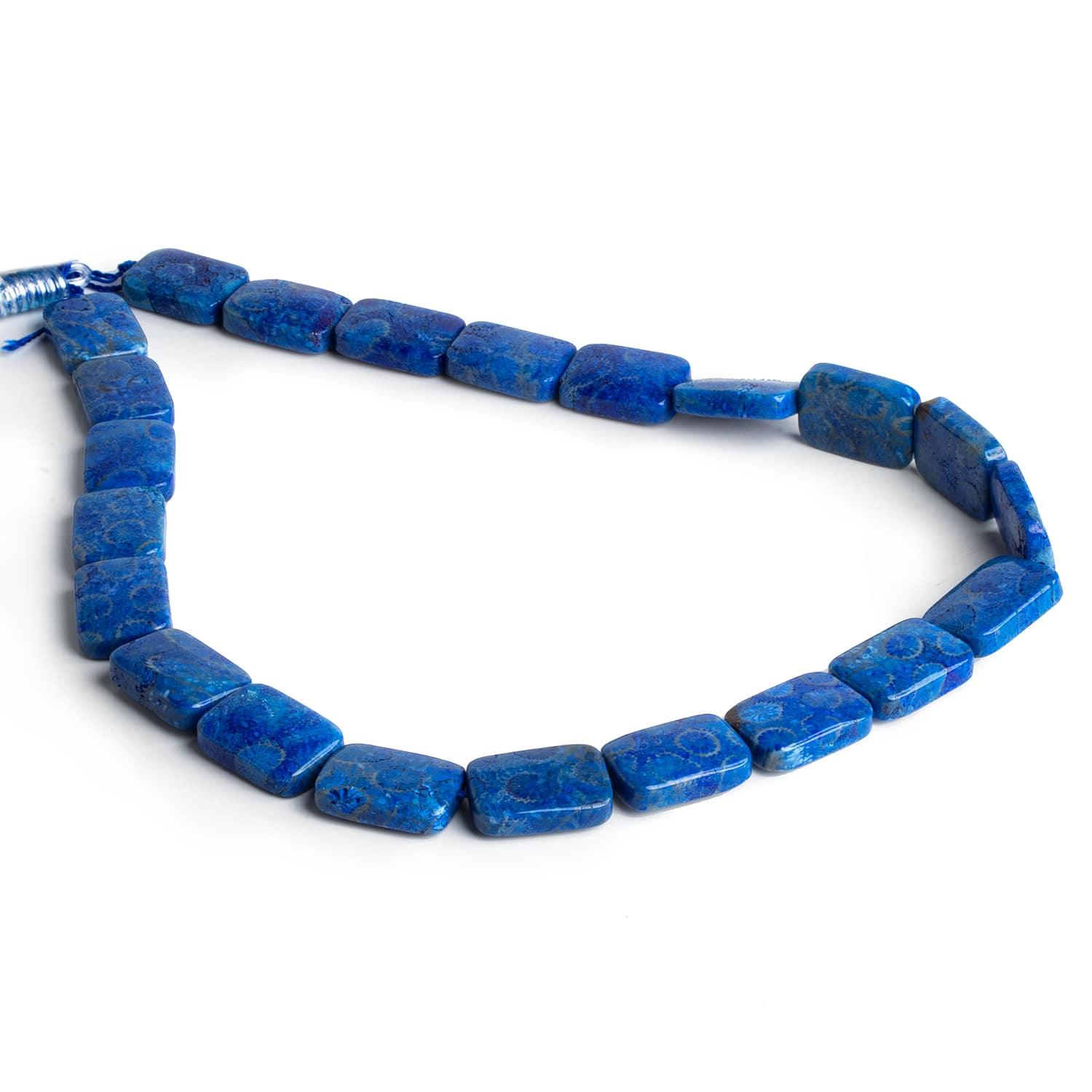 18x13mm Blue Fossil Coral Rectangles 16 inch 22 beads - The Bead Traders