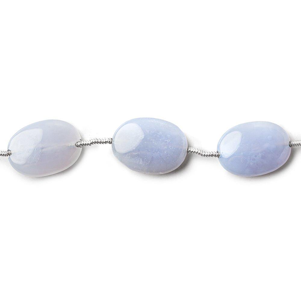 18x13mm Periwinkle Blue Chalcedony straight drilled plain ovals 8 inch 7 beads - The Bead Traders