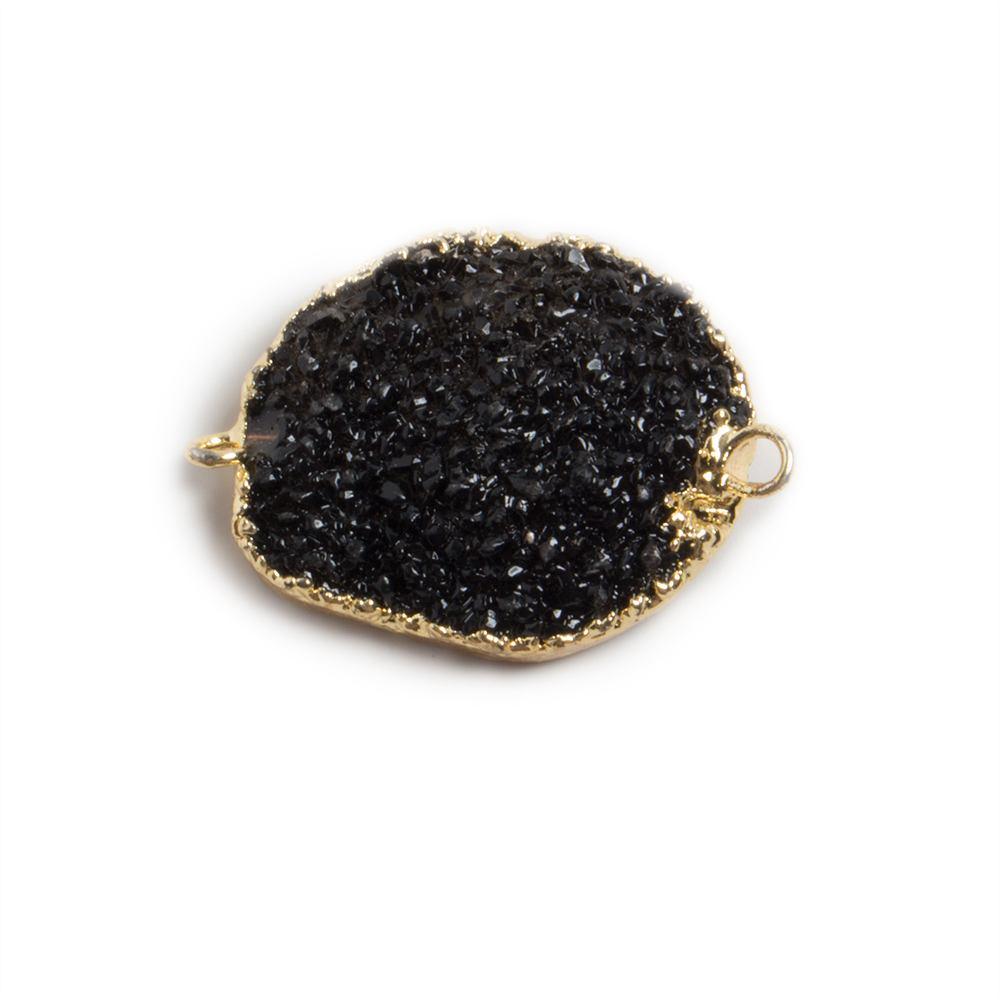 18x15-25x20mm Gold edged Black Free Form Drusy Connector 1 focal bead - The Bead Traders