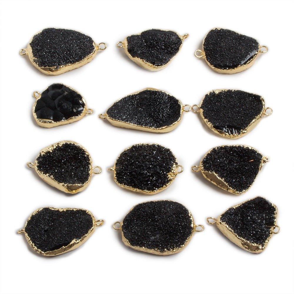 18x15-25x20mm Gold edged Black Free Form Drusy Connector 1 focal bead - The Bead Traders
