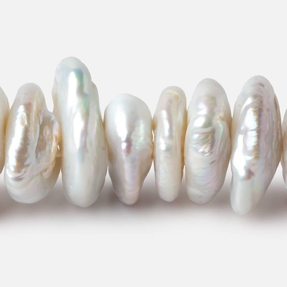 18x16-20x16mm Silvery White center drilled Coin Freshwater Pearls 16 inch 64 pieces - The Bead Traders