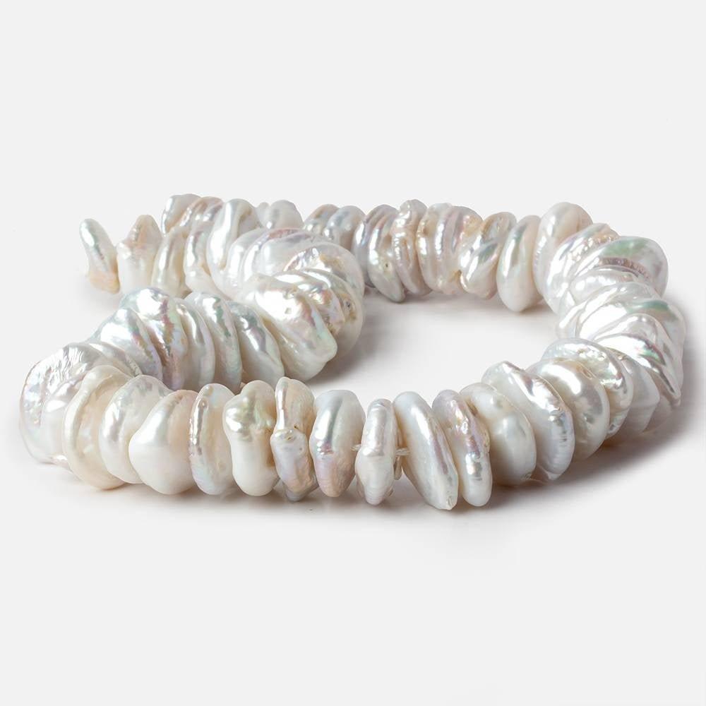 18x16-20x16mm Silvery White center drilled Coin Freshwater Pearls 16 inch 64 pieces - The Bead Traders