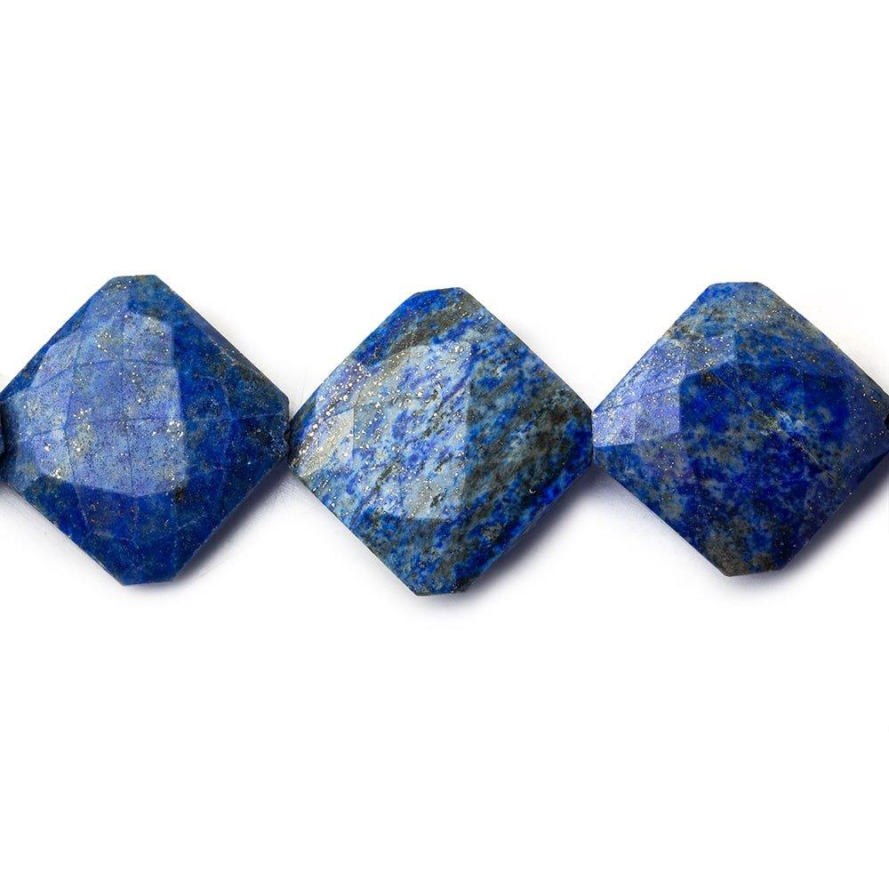 18x18-20x20mm Lapis Lazuli faceted pillow beads 10 inch 11 pieces - The Bead Traders