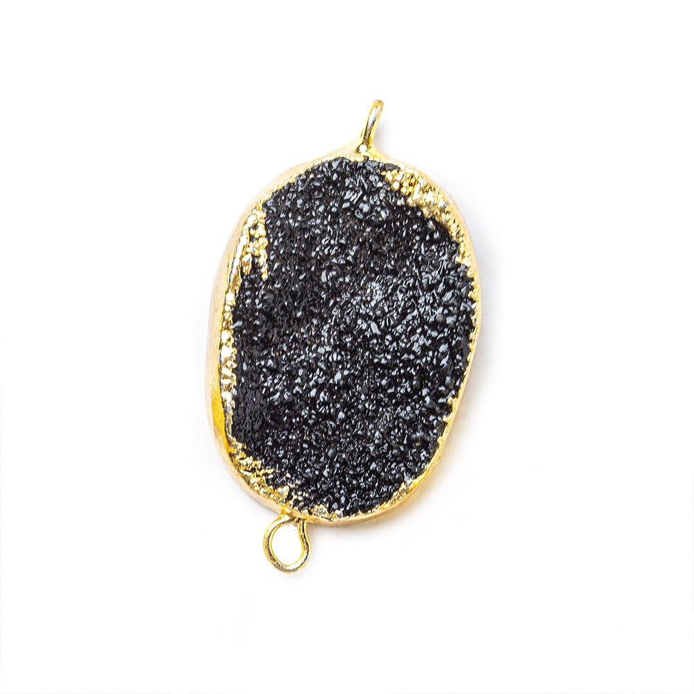 18x25mm Gold Leafed Black Drusy Oval Connector Focal 1 bead - The Bead Traders