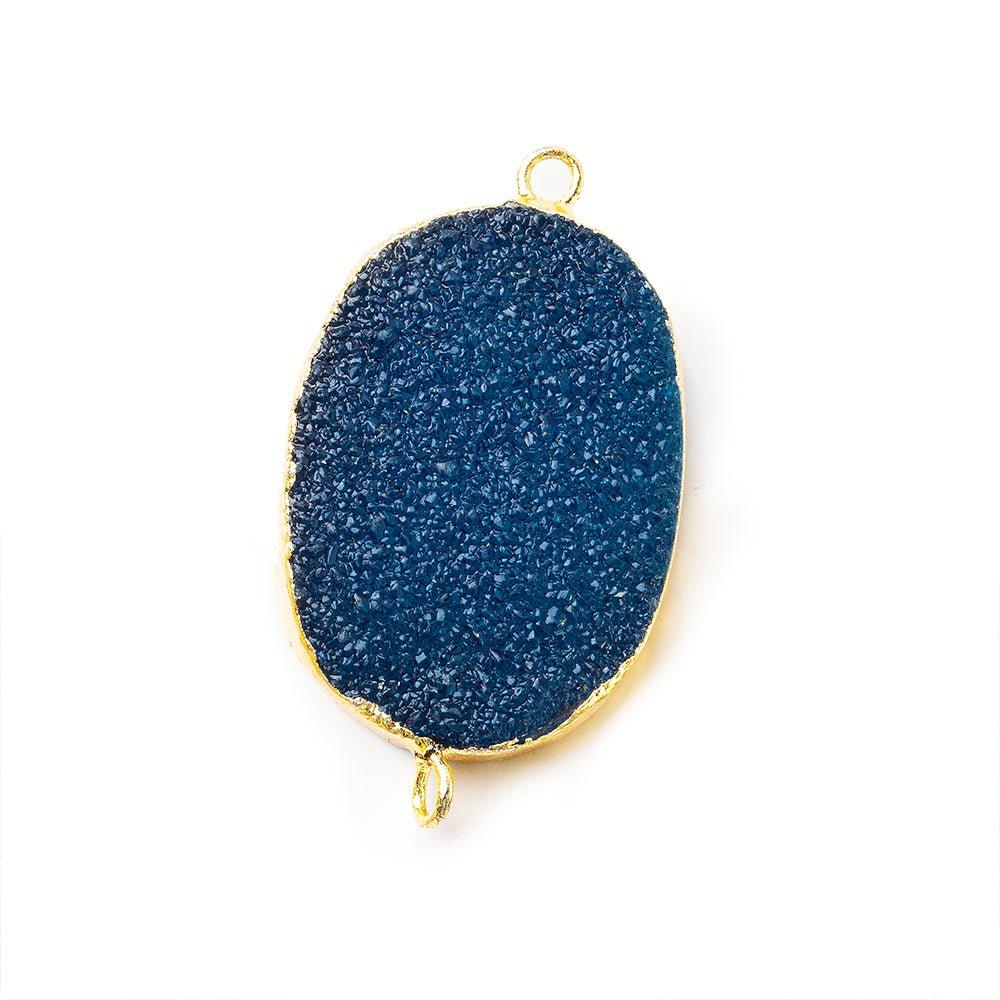 18x25mm Gold Leafed Blue Drusy Oval Connector Focal 1 bead - The Bead Traders