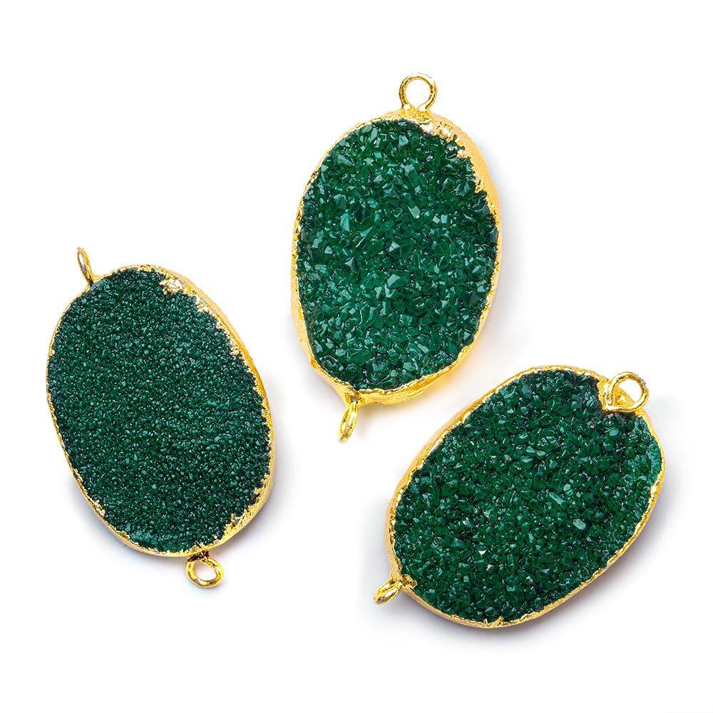 18x25mm Gold Leafed Green Drusy Oval Connector Focal 1 bead - The Bead Traders