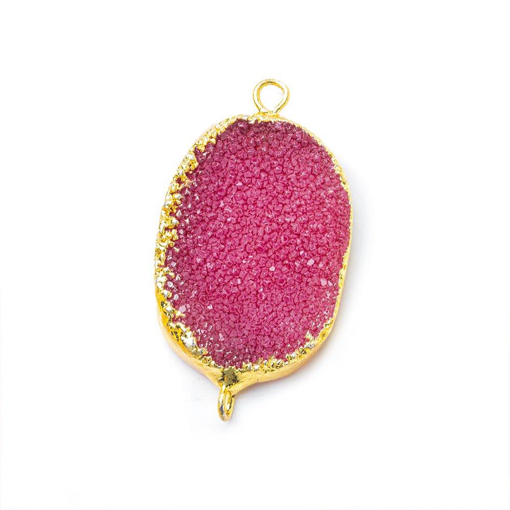 18x25mm Gold Leafed Pink Drusy Oval Connector Focal 1 bead - The Bead Traders