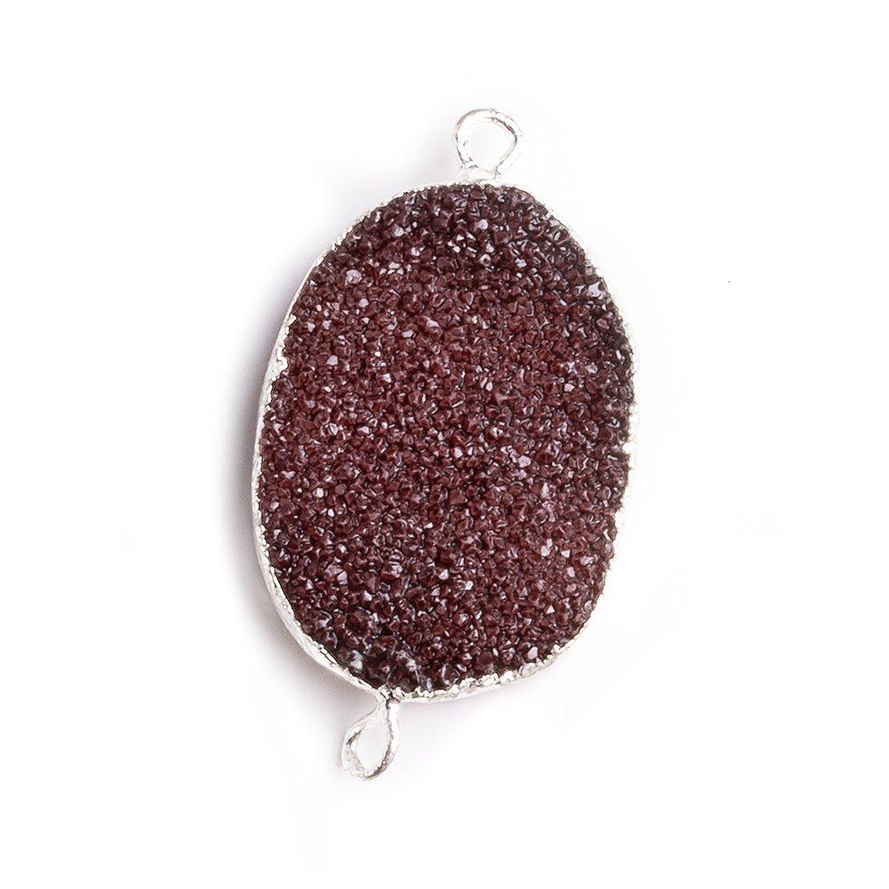 18x25mm Silver Leafed Berry Purple Drusy Oval Connector Focal 1 bead - The Bead Traders