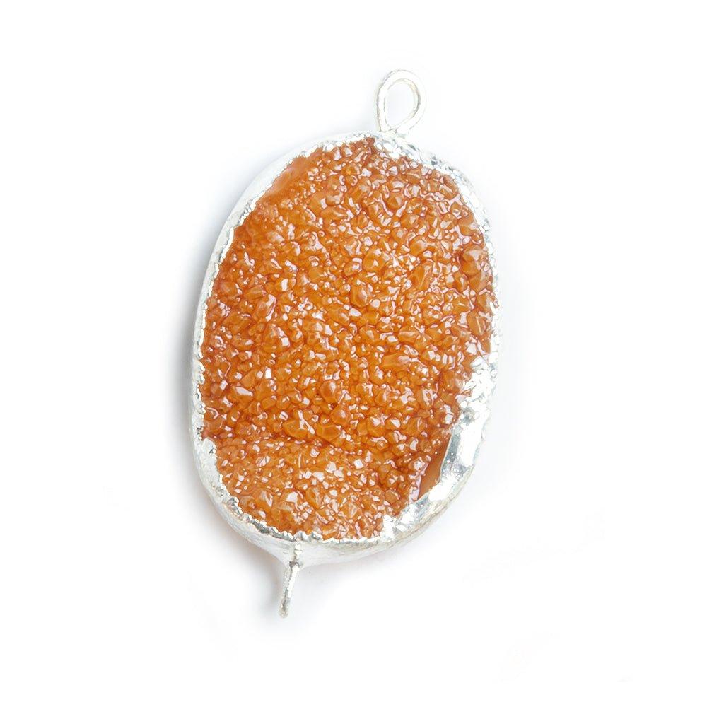 18x25mm Silver Leafed Caramel Brown Drusy Oval Connector Focal 1 bead - The Bead Traders