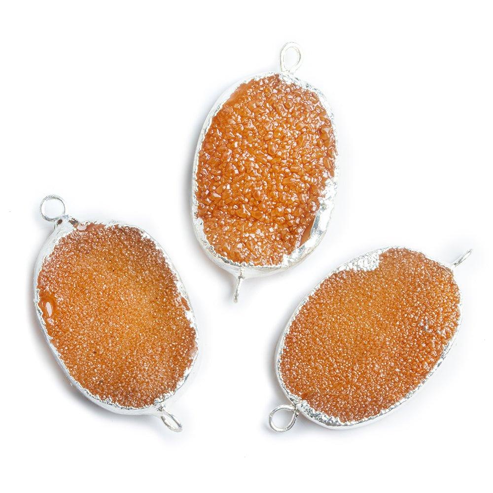 18x25mm Silver Leafed Caramel Brown Drusy Oval Connector Focal 1 bead - The Bead Traders
