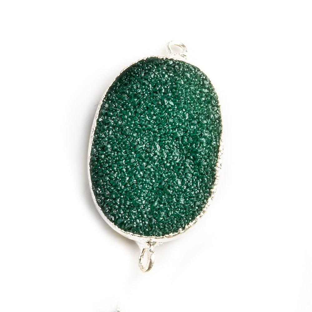 18x25mm Silver Leafed Green Drusy Oval Connector Focal 1 bead - The Bead Traders
