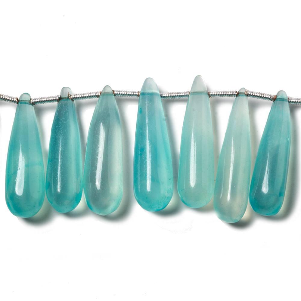 18x6-23x6mm Aqua Blue Chalcedony plain teardrop beads 8 inch 25 pieces. Color Treated - The Bead Traders