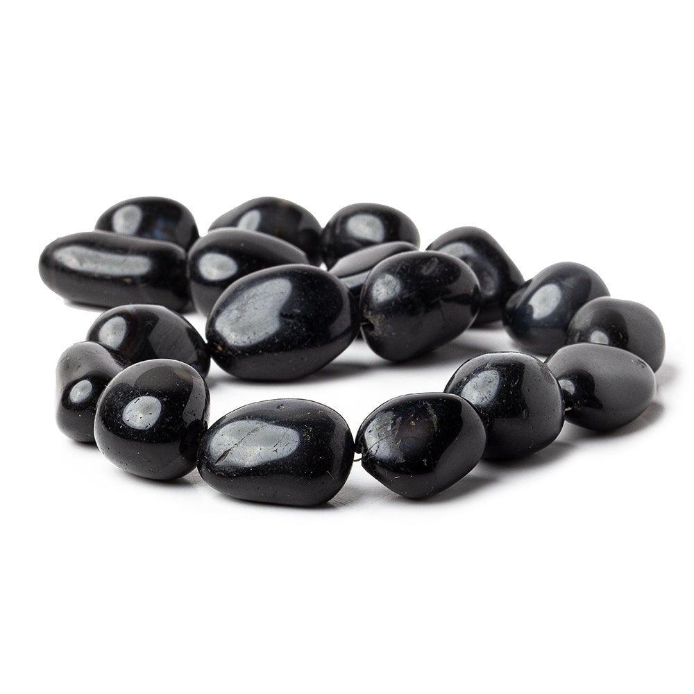 19 - 24mm Black Agate Plain Nugget Beads 15 inch 18 pieces - The Bead Traders