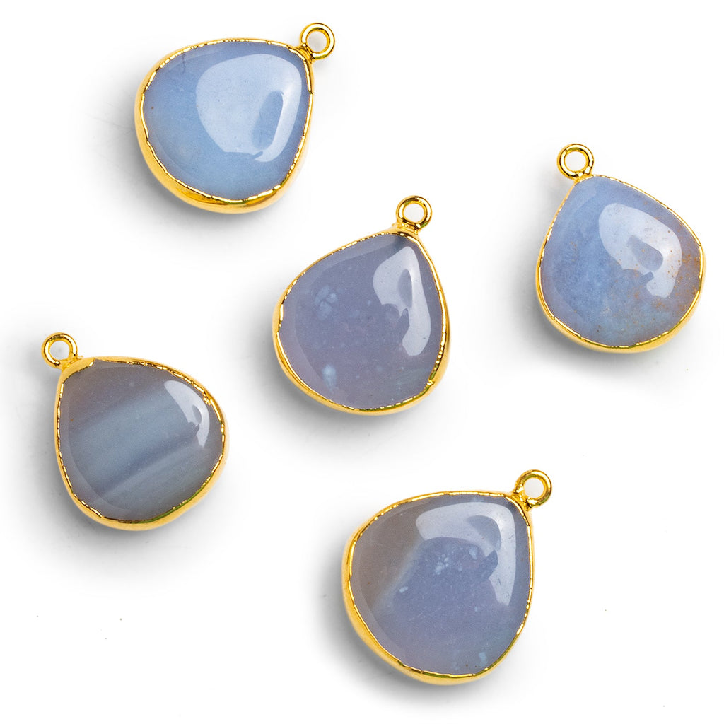 19mm Gold Leafed Natural Chalcedony Heart Pendant 1 Bead - The Bead Traders